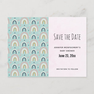 Invitation Carte Postale Motif arc-en-ciel blanc mignon Enregistrer la date