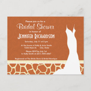 Invitation Carte Postale Motif Brown de girafe