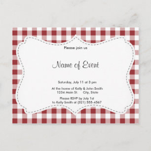 Invitation Carte Postale Motif Checkered marron