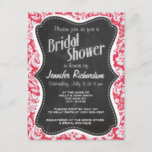 Invitation Carte Postale Motif Damas rouge ; tableau de bord Vintage