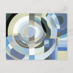 Invitation Carte Postale Motif de cercles bleus vintage Art Déco rétro Jazz