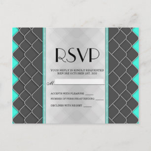 Invitation Carte Postale Motif élégant moderne turquoise noir, blanc, et au