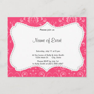 Invitation Carte Postale Motif floral rose lumineux