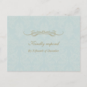 Invitation Carte Postale Motif vintage chic minable de damassé épousant
