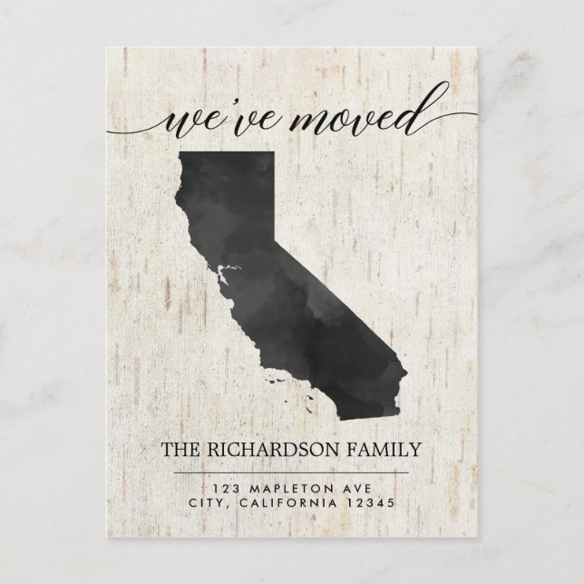 Invitation Carte Postale Moving faire-part, Californie état rustique (Devant)