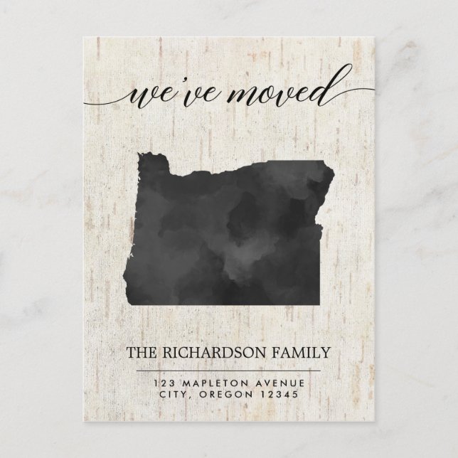 Invitation Carte Postale Moving faire-part, État de l'Oregon rustique (Devant)