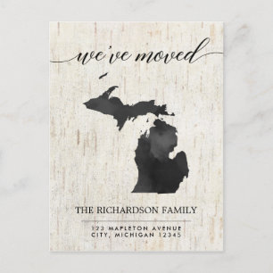Invitation Carte Postale Moving faire-part, état du Michigan rustique