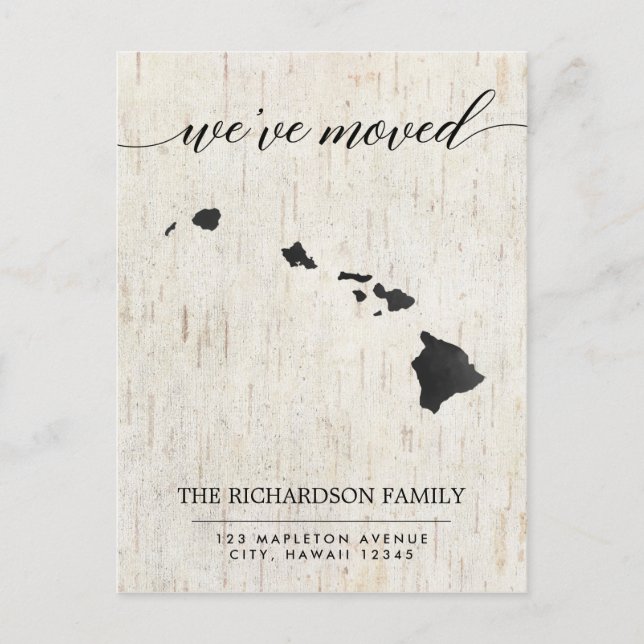 Invitation Carte Postale Moving faire-part, Hawaii État rustique (Devant)