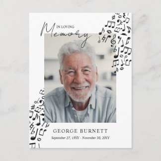 Invitation Carte Postale Musician Music Teacher Notes In Loving Memory