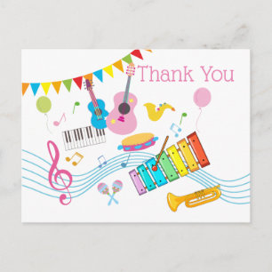 Invitation Carte Postale musique, instruments de musique batterie gamins me