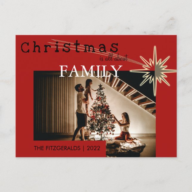 Invitation Carte Postale Noël, c'est la famille (Devant)