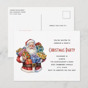 Invitation Carte Postale Noël classique de Jolly Santa Claus