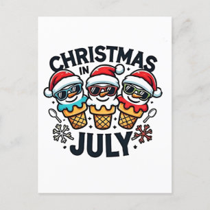 Invitation Carte Postale Noël en Juillet 4 Juillet Glace USA