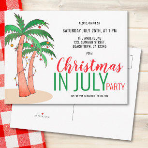 Invitation Carte Postale Noël en juillet Fête d'été
