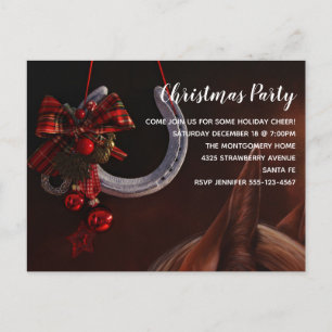 Invitation Carte Postale Noël équestre Hanging Horseshoe