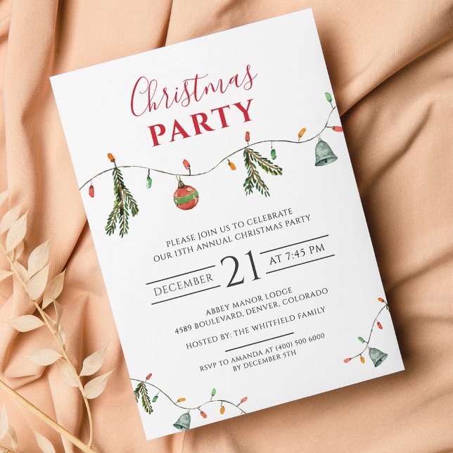Invitation Carte Postale Noël Fête de fêtes (Family Christmas Party Boho Invitation Postcard)