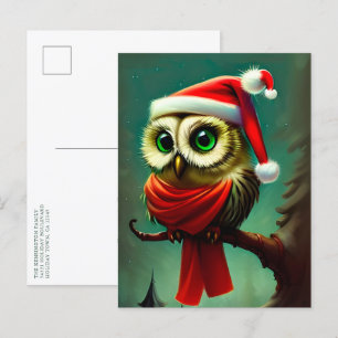 Invitation Carte Postale Noël vintage Cute Père Noël Owl