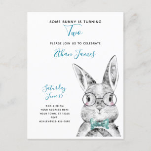 Invitation Carte Postale Noir et blanc un certain lapin tourne