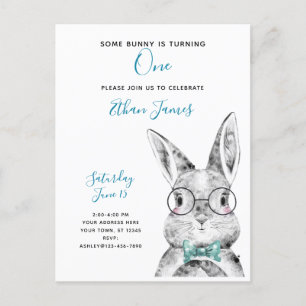 Invitation Carte Postale Noir et blanc un certain lapin tourne un