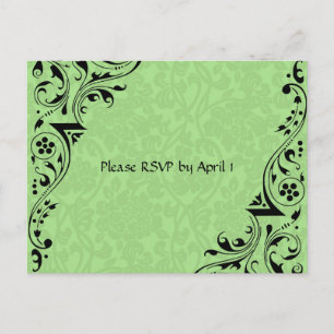 Invitation Carte Postale Noir et dentelle RSVP de Celadon