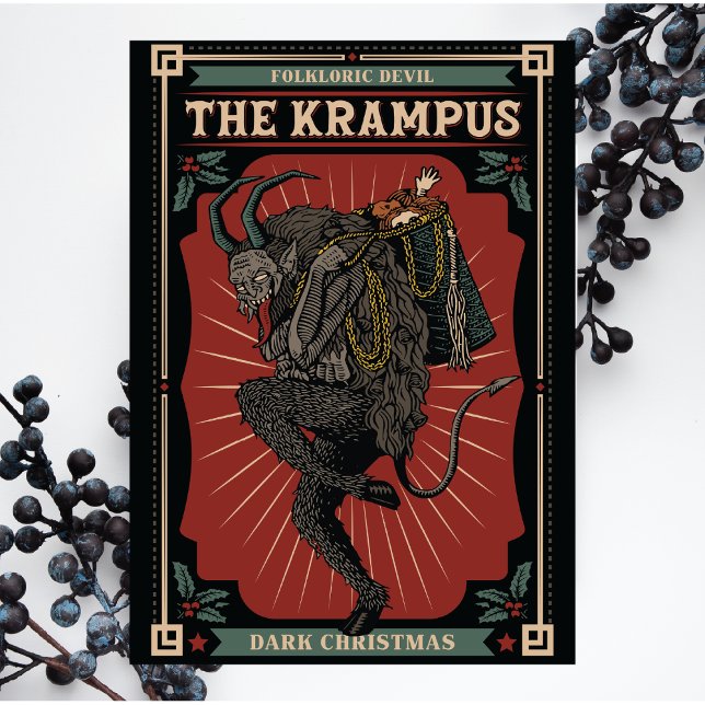 Invitation Carte Postale Noir noir Devil folklorique Krampus Sac de jouets (Créateur téléchargé)