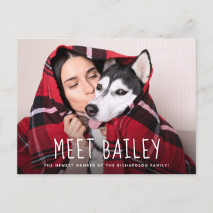 Invitation Carte Postale Notre nouveau chien pour animaux de compagnie Fa