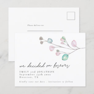 Invitation Carte Postale Nous avons décidé de Forever Script Feuilles Enreg