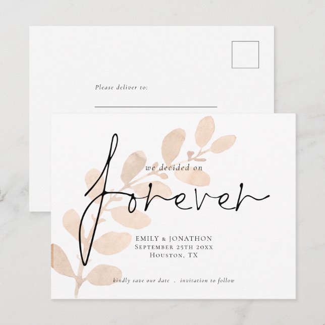 Invitation Carte Postale Nous avons décidé de ne jamais mélanger le feuilla (Devant / Derrière)