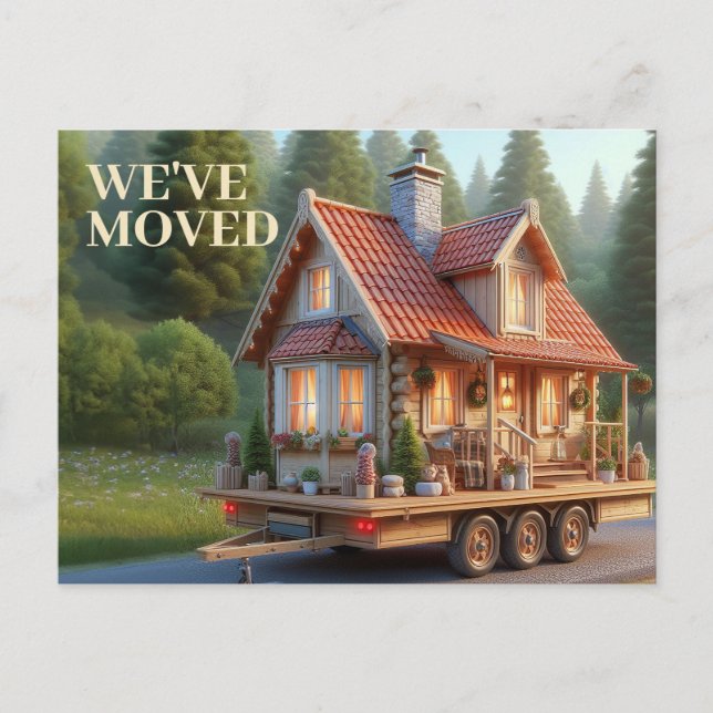 Invitation Carte Postale NOUS AVONS DÉMÉNAGÉ, Chic House on Wheels Open Hou (Devant)