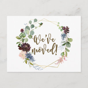 Invitation Carte Postale Nous avons déplacé le changement d'adresse floral