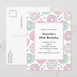 Invitation Carte Postale Nouvel anniversaire du Motif de beigne coloré