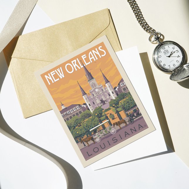 Invitation Carte Postale Nouvelle-Orléans, LA | Enregistrer la date (Postcard on table)