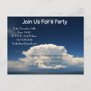 Invitation Carte Postale Nuage Blanc Puffé          