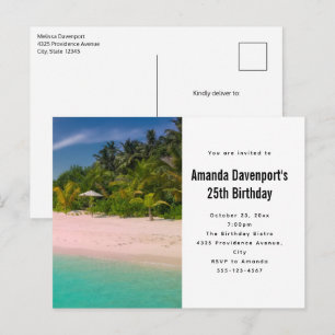 Invitation Carte Postale Océan aigue-marine Plage tropicale Scénique Annive