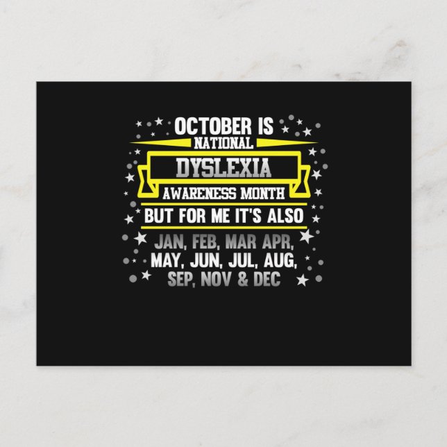 Invitation Carte Postale Octobre Mois national de sensibilisation à la dysl (Devant)