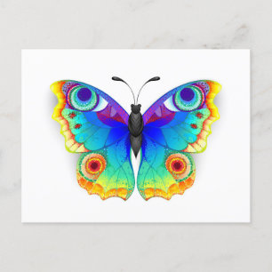 Invitation Carte Postale Oeil de paon arc-en-ciel