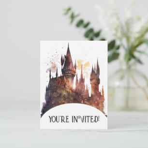 Invitation Carte Postale Oeuvre originale du château d'aquarelle
