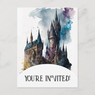 Invitation Carte Postale Oeuvre originale du château d'aquarelle