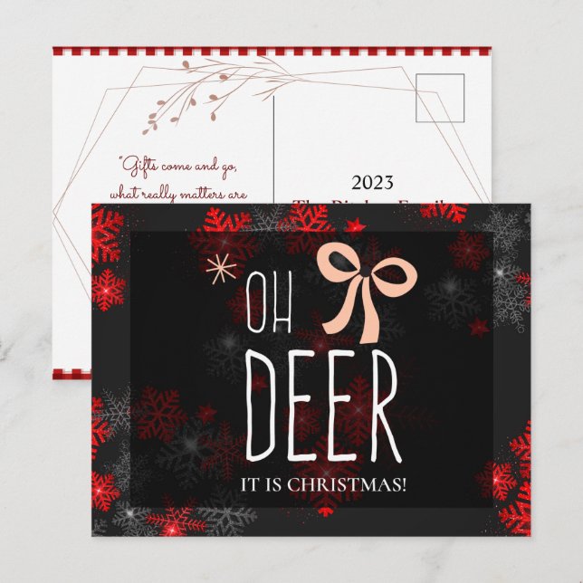 Invitation Carte Postale Oh Deer Grey Parties scintillant Étincelle cadeau  (Devant / Derrière)