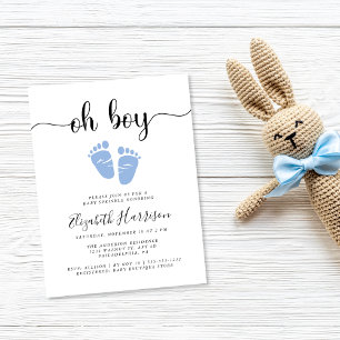 Invitation Carte Postale Oh Garçon Bleu Bébé Parsemer