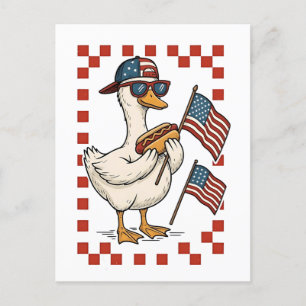 Invitation Carte Postale Oie américaine drapeau USA Jour du souvenir 4 juil