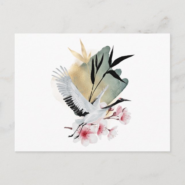 Invitation Carte Postale Oiseau de grue Artiste japonais (Devant)