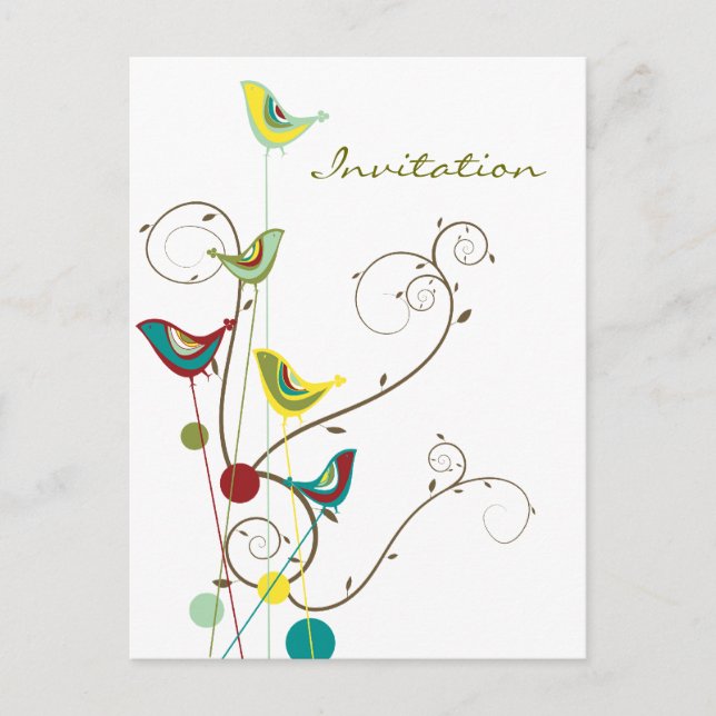 Invitation Carte Postale Oiseaux d'été lunettes de soleil Vignes de nature  (Devant)