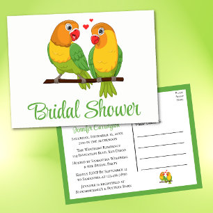 Invitation Carte Postale Oiseaux mignons de mariage verts Baby Shower de ma