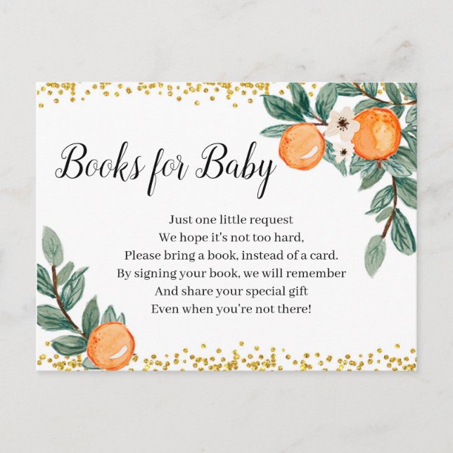 Invitation Carte Postale Oranges Baby showers jumeaux Livres pour bébé (Devant)