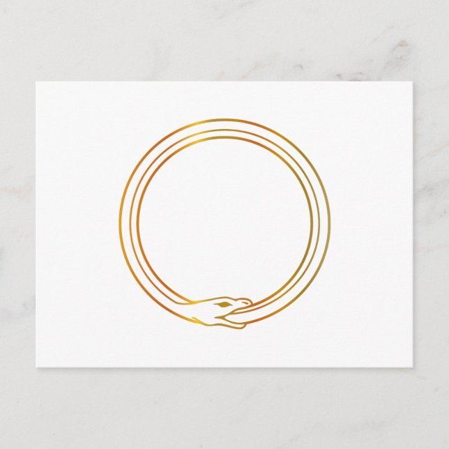 Invitation Carte Postale Ouroboros serpent doré auto ingérant symbole serpe (Devant)