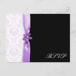Invitation Carte Postale Pack Lavander et Black Mariage damassé