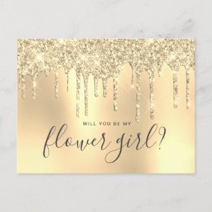 Invitation Carte Postale Paillettes dorées vous serez ma demoiselle d'honne