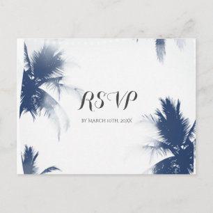 Invitation Carte Postale Palmiers Blanc Glamor Chic moderne Tropical RSVP