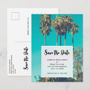 Invitation Carte Postale Palmiers tropicaux Californie Enregistrer la date